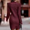 Coldproof O-Neck Winter Dress Popular Temperament Pure Color Sexy Slim Knitted Pencil