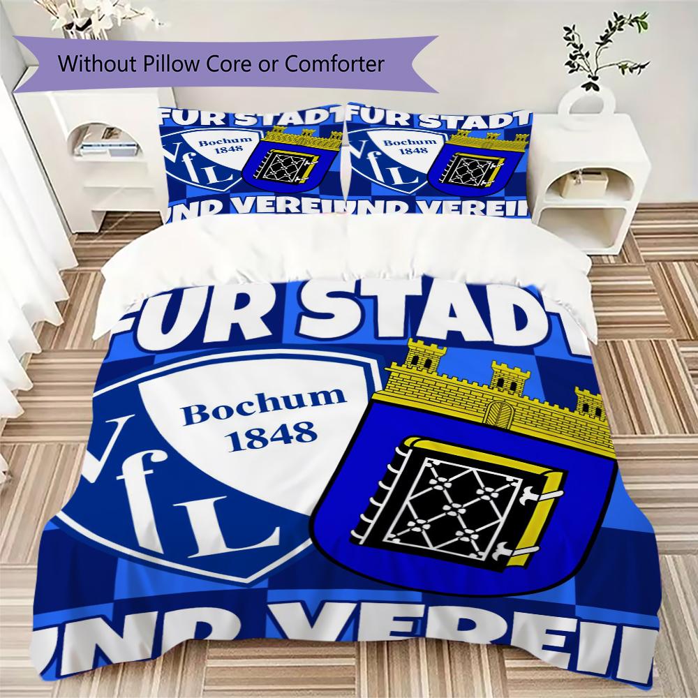VfL Bochum 1848 Muster Bettwäsche Steppbettwäsche Bettbezug Kissenbezug Heimdekoration Geburtstagsgeschenk (1 Bettbezug + 2 Kissenbezüge (ohne Füllung))99
