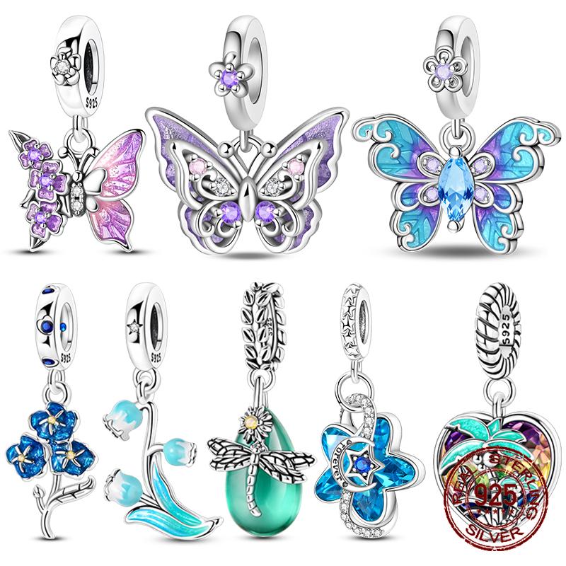 Flower Leaf Charms Bead Copper Dragonfly Dangle Pendant Fit Bangle Bracelet Necklace Diy Jewelry