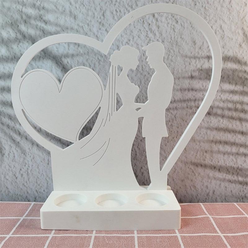 3D Candlestick Silicone Mold Couple Love Heart Candle Base Molds Gypsum Candle Holder Mould Home Decorations Moulds