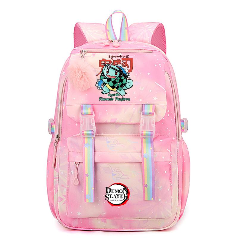 Anime Demon Slayer Backpack Computer Bagpack Sweet Soft Backpack Printed Girl Lightweight Schoolbag for Women Travel Leisure Bag Rucksack Mochila
