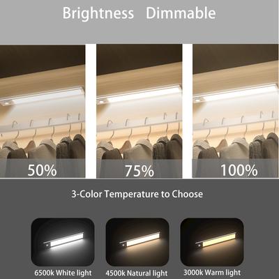 1pc Wireless Rechargeable LED Motion Sensor Cabinet Light - for Closet, Kitchen, Wardrobe, Stairs -Type-C Charging Light Bar