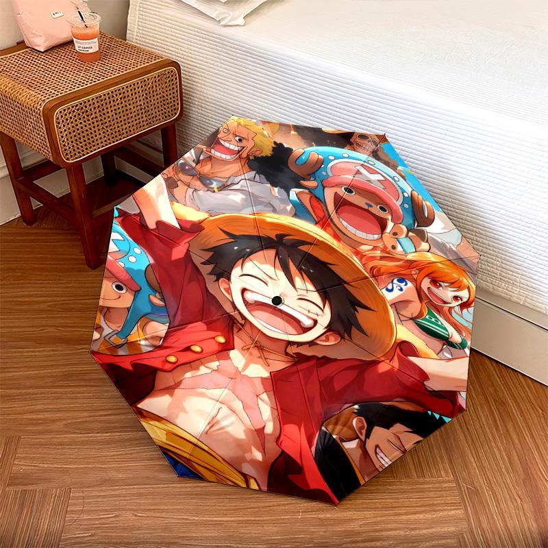 1 PC Automatic Folding Umbrella - Luffy D Pattern Portable Foldable Design With 8 Ribs Christmas Birthday Gifts