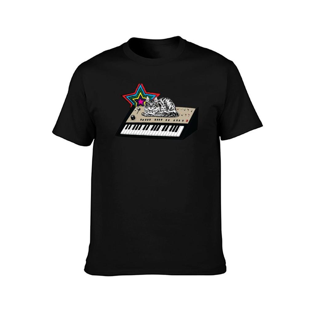 Synth Cat TShirt Plus Size Workout Short Sleeve Top