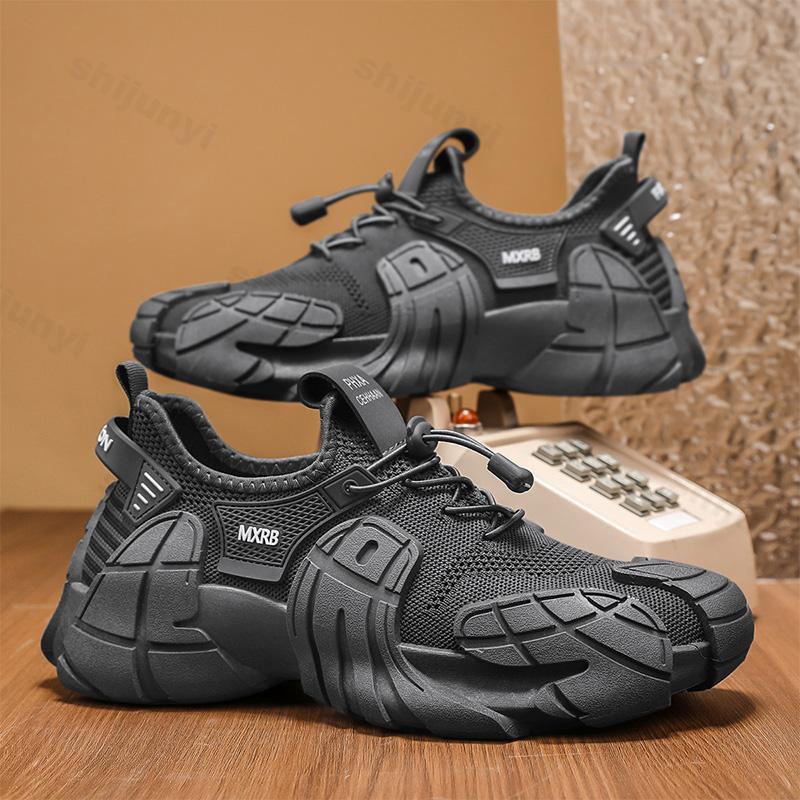 Fashion 2025 Spring Fly Weave Breathable Casual Sneaker Personalized Thick Bottom Trendy Non Slip Comfortable Lace-up Daily Sports Shoes