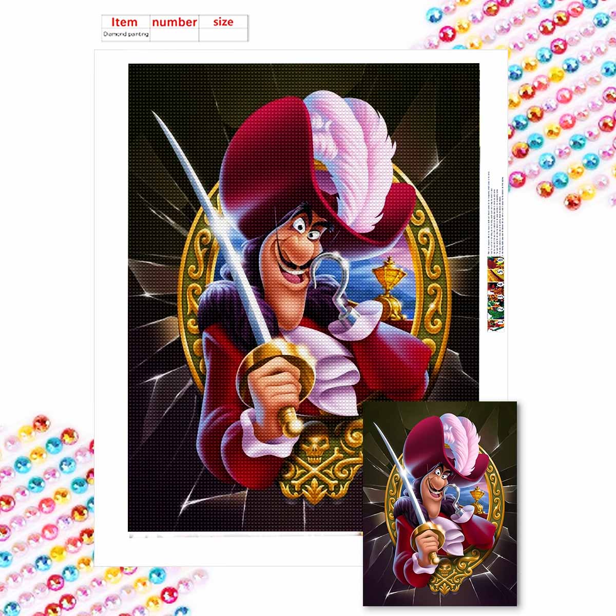 

DIY Diamond Painting Pirate Cross Stitch Kit Mosaic Art Diamond Painting Full Circle Diamond Home Decoration Round 20x30cm