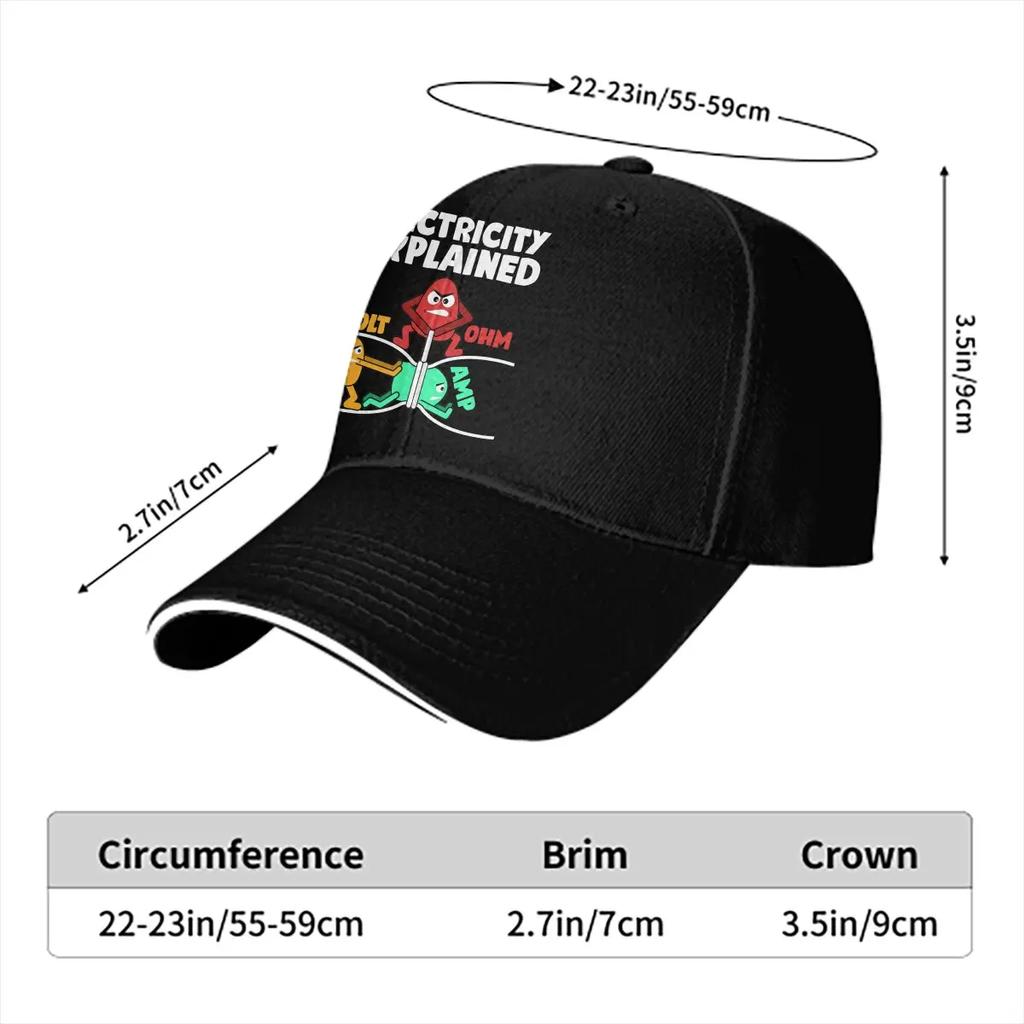Funny Electrician Design Explains Baseball Caps Peaked Cap Electrical Engineering Electricity Sun Shade Hats for Men Women