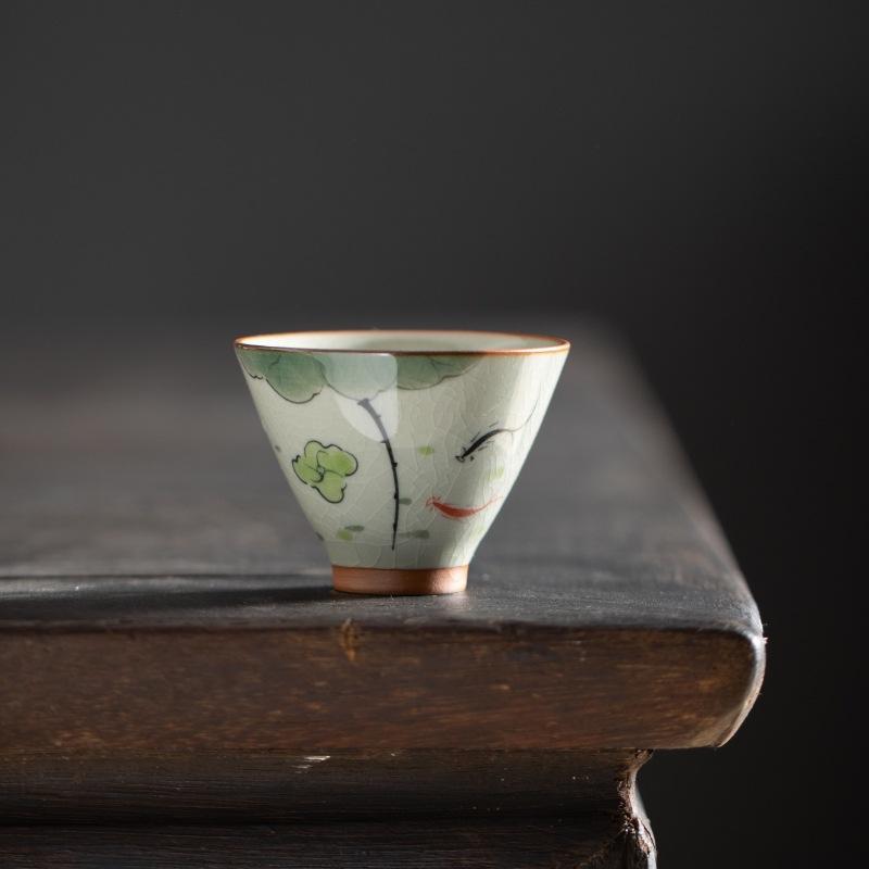 

Расписанная вручную фарфоровая чашка Ge Kiln Host ручной работы, керамическая чайная чашка, один образец, открытая часть, с подарочной коробкой, чайный сервиз в стиле кунг-фу 60ml