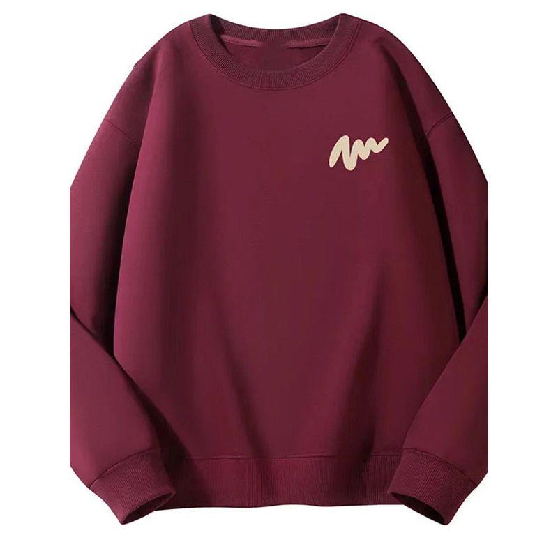 Brand Simple Round-Neck Sweatshirt for Men and Women, Spring and Autumn Style, Fleece-Lined, Loose and Versatile, Men's Top, Trendy Men's Clothing
