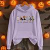 Damemote Casual Langermet trykt Rundhals hettegenser Pullover Topp med lommer