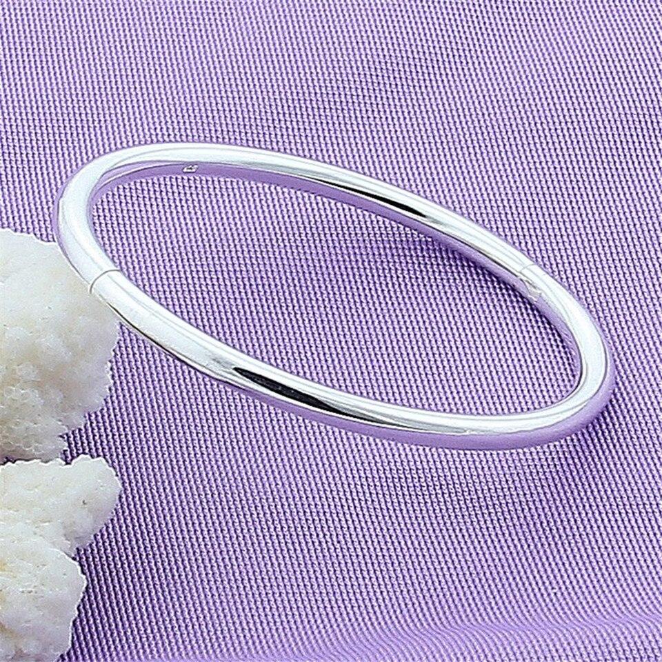 Bracelet en argent Sterling 925 pour femmes, Simple, solide, lisse, bijoux à breloques, cadeaux d'anniversaire de fête