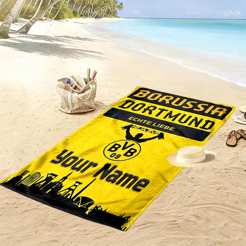 Custom Name BVB Print Beach Towel, Large Soft Quick Dry Towel for Beach Camping Swimming -HE190