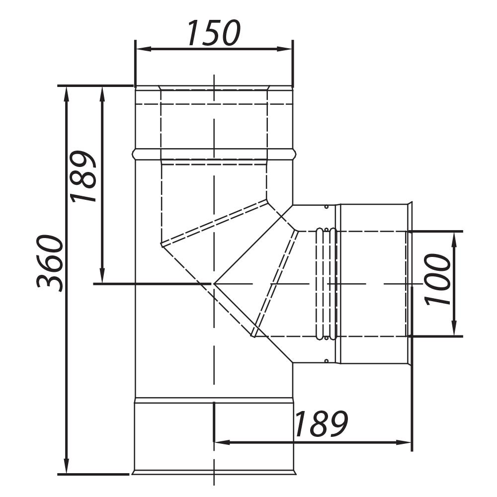 ADAM GAS T-piece with elbow fi 100/150 90°