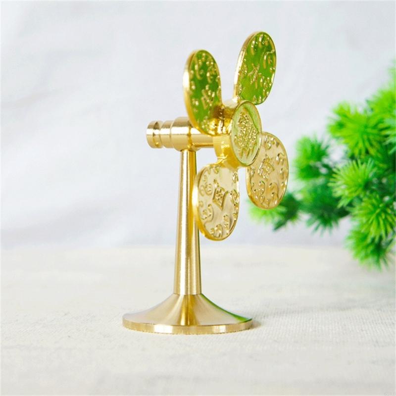 62KD Metal Windmill Model Antiqued Brass Pinwheels Statue Indoor Decors Wealth Dining Table Centerpieces Desktops Decors