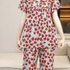 Women's Cotton Pajamas Set Short Sleeve Top Long Pants Casual Two-Piece Sleepwear Set Summer Plus Size Thin Loungewear for Elderly Mom