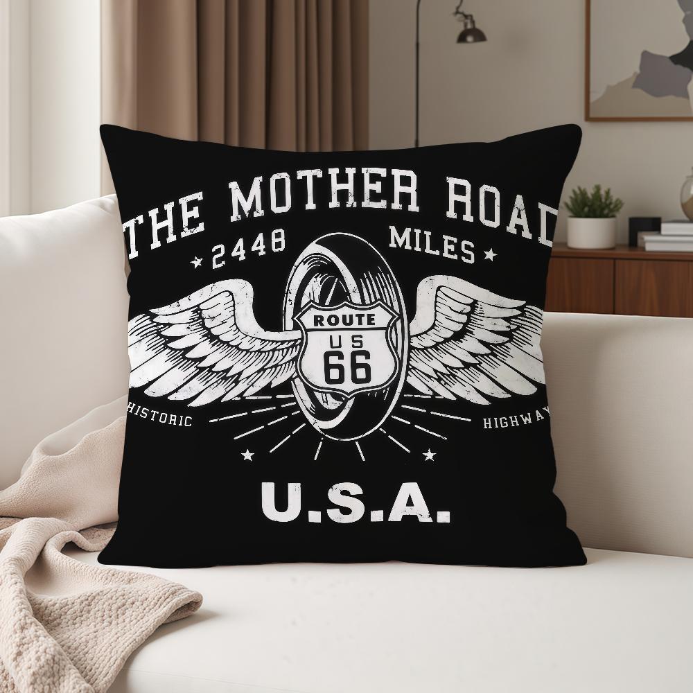 Fashion US Route 66 Pillow Case Suitable For Bedrooms Living Rooms Cars Home Decoration