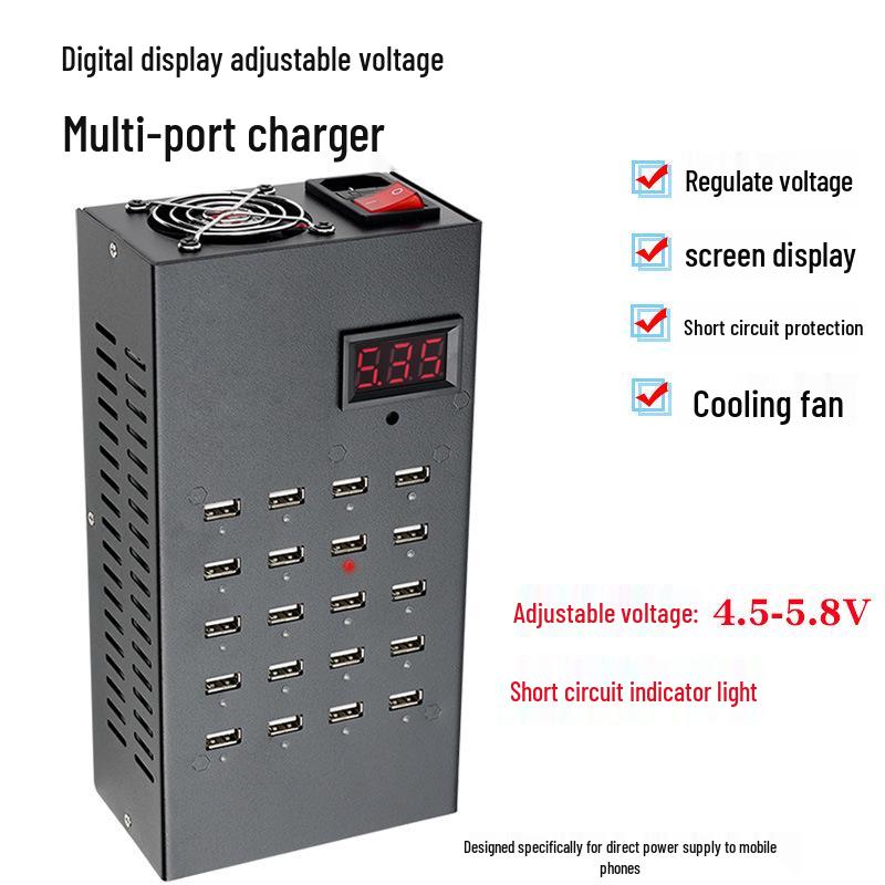 Digital Display Multi-Port USB Charger with Adjustable Voltage