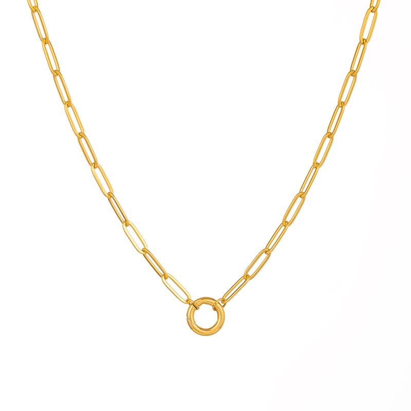 316L Stainless Steel Hollow Round Necklaces Foxanry Fashion Minimalist Waterproof Daily Party Jewelry Gifts EL0088