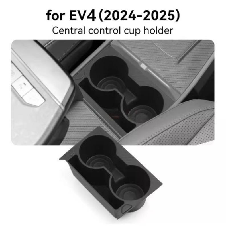 Center Console Lower Storage Box and Anti Scratch Cup Holder Liner for 2024 2026 KIA EV4 Interior Styling Accessories