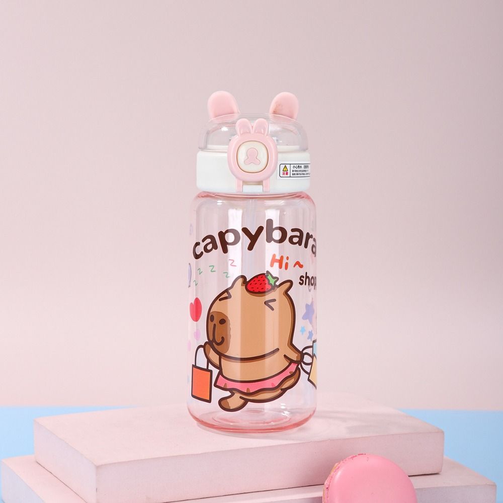 Large Capacity Capybara Water Bottle Cartoon Student Water Bottle Portable Straw Cup  Summer
