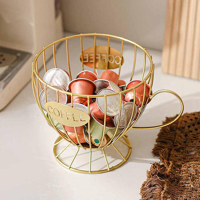 Organizzatore per capsule di caffè in metallo universale per portacapsule Nespresso Cestino portaoggetti per caramelle e snack in metallo Pentola per capsule di caffè espresso