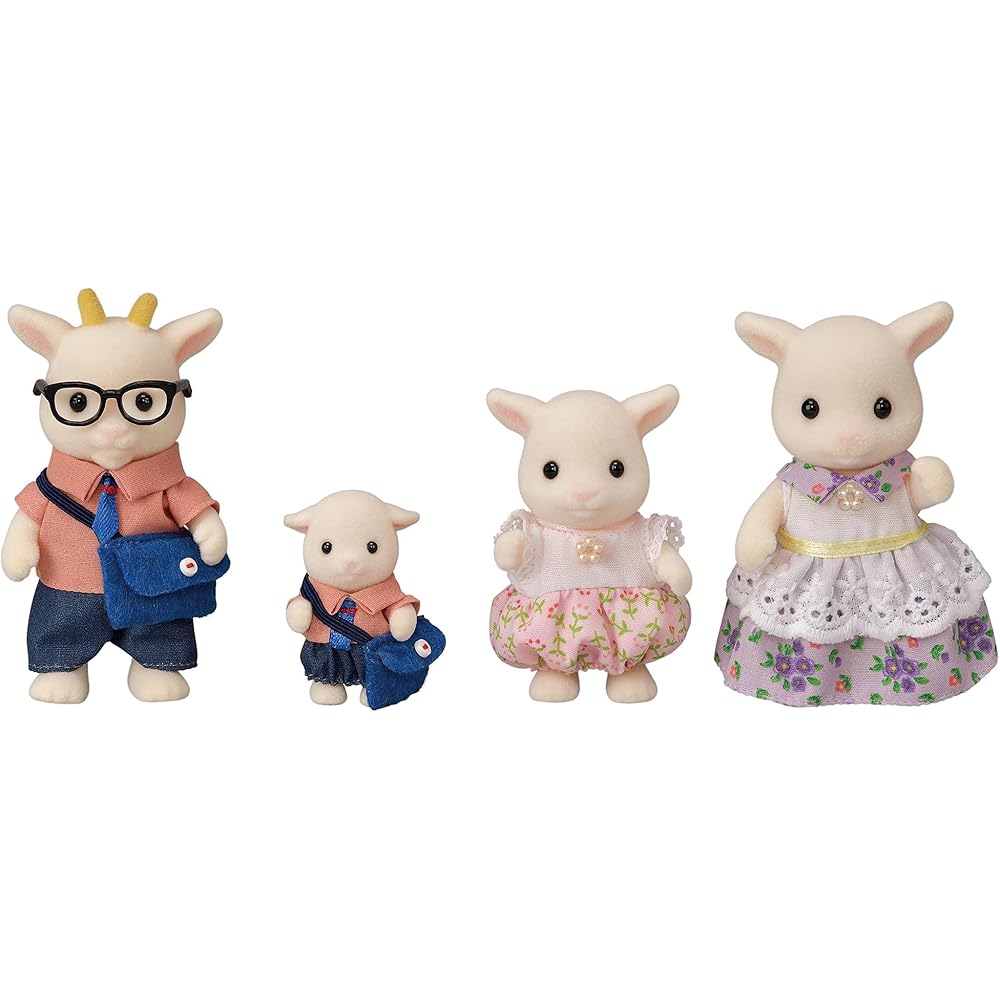 Sylvanian Families Goat Family Doll Set with ST Mark Certification for Ages 3 and Up Toy for Dollhouse