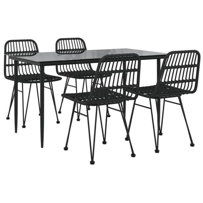 3157882 vidaXL Mobilier à dîner de jardin 5 pcs Noir Résine tressée