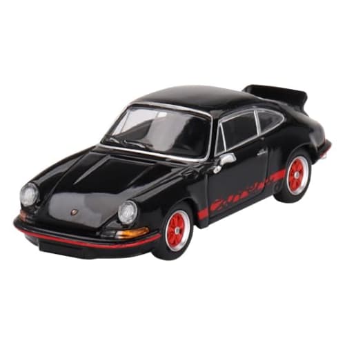 MINI GT 1/64 Scale Porsche 911 Carrera RS 2.7 Black/Red Livery Left-Hand Drive Finished Product
