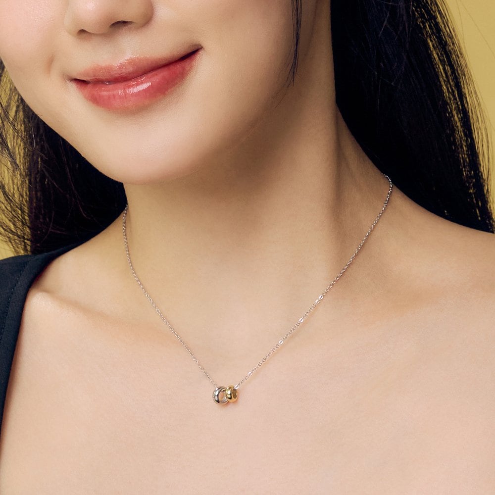 [Rosemont] Silver Combination Ring Necklace Polka Ra25B01A