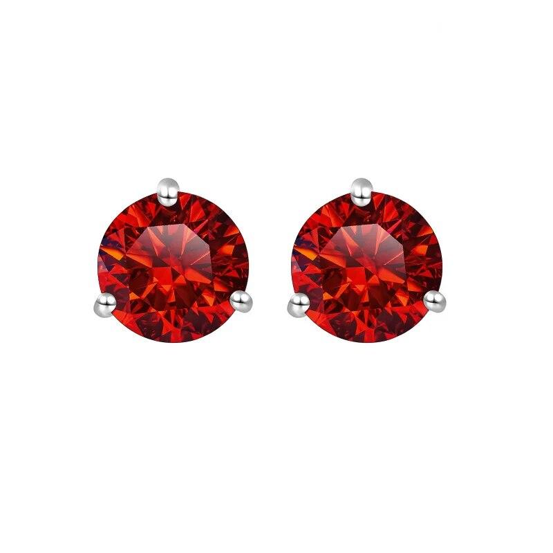 S925 Sterling Silver Round Anniversary Stud Earrings 0.5CT/1CT Trendy Style Moissanite Earrings For Women Couple Gift