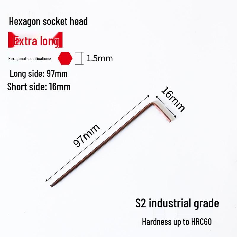 S2 Extended Ball Head Hex Key Wrench, High Strength Hardened 5mm/4mm Hexagonal Tool