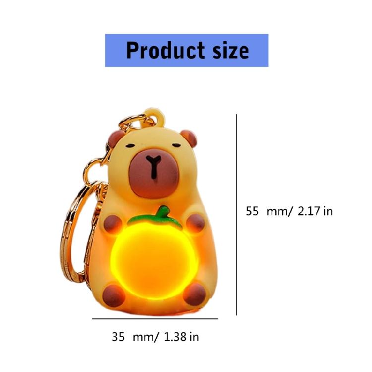 Eye Catching Capybara Key Pendant Playful Light Up Capybara Key Chain Pendant Charm for Backpacks and Everyday Use
