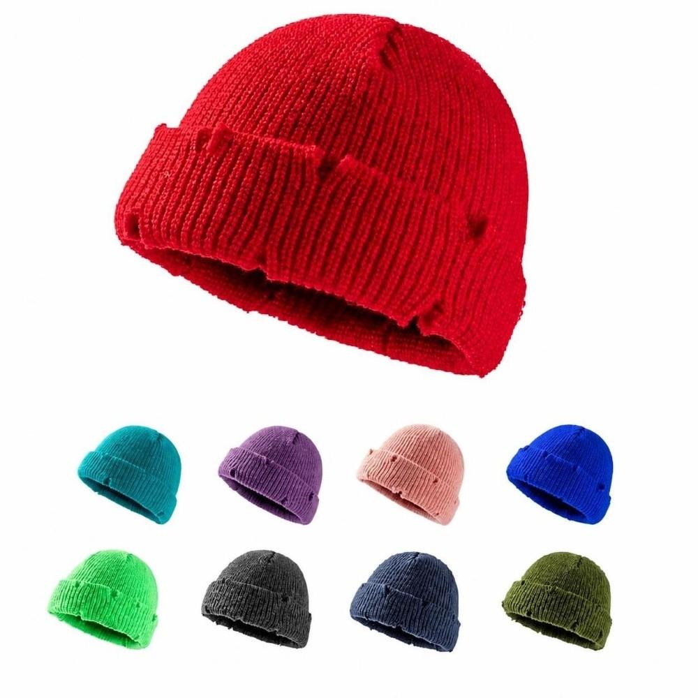 Warm Keeping Short Knit Beanie Acrylic Men Women Knitted Hat Fashion No Brim Warm Hat  Daily