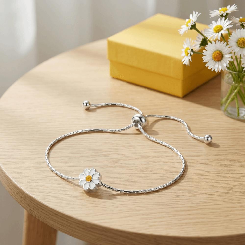Wristband Women Flower Hand Bracelet Adjustable Friendship Bracelet Sweet Daisy Bracelet  Friends