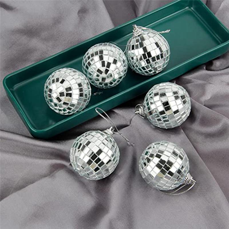 M-Modern-Mirror Disco Ball Set - Silver Disco Party Decoration Easy To Hang Suitable For, Wedding, Home Party Decoration