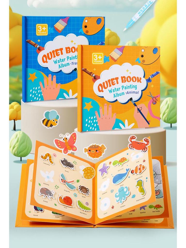 Children's Reusable Graffiti Quiet Book: Animals & Transportation Educational Toy for Toddlers