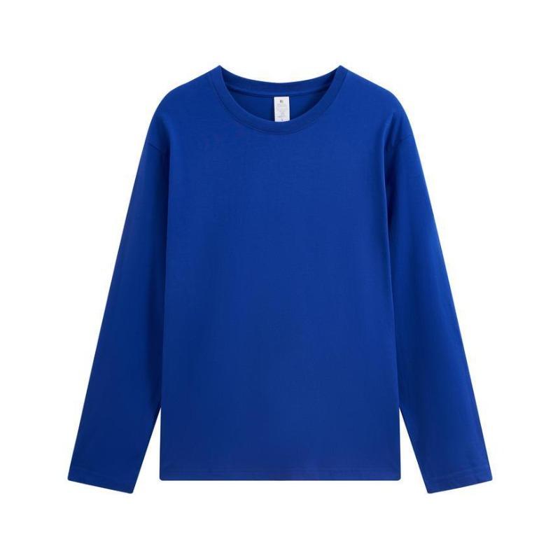 Live Broadcast 230g Heavyweight Pure Cotton Solid Color Long Sleeve T-Shirt with Printed Logo