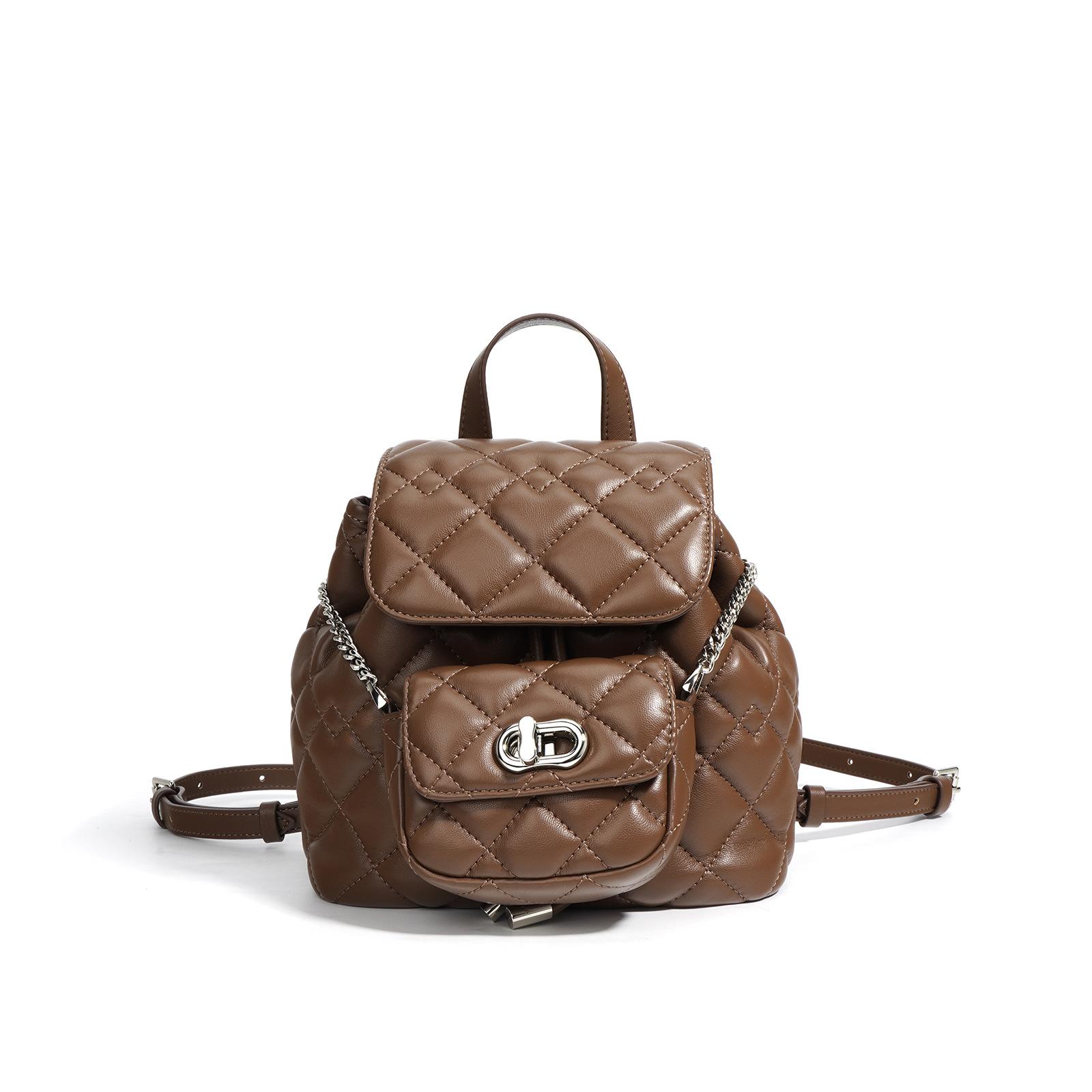 

Сумка через плечо для женщин 2025 года, новый стиль, высококачественный, универсальный, изысканный, нишевый, небольшой, стильный, сетчатый, дорожный рюкзак для матери и ребенка 20x12x19cm кофейный