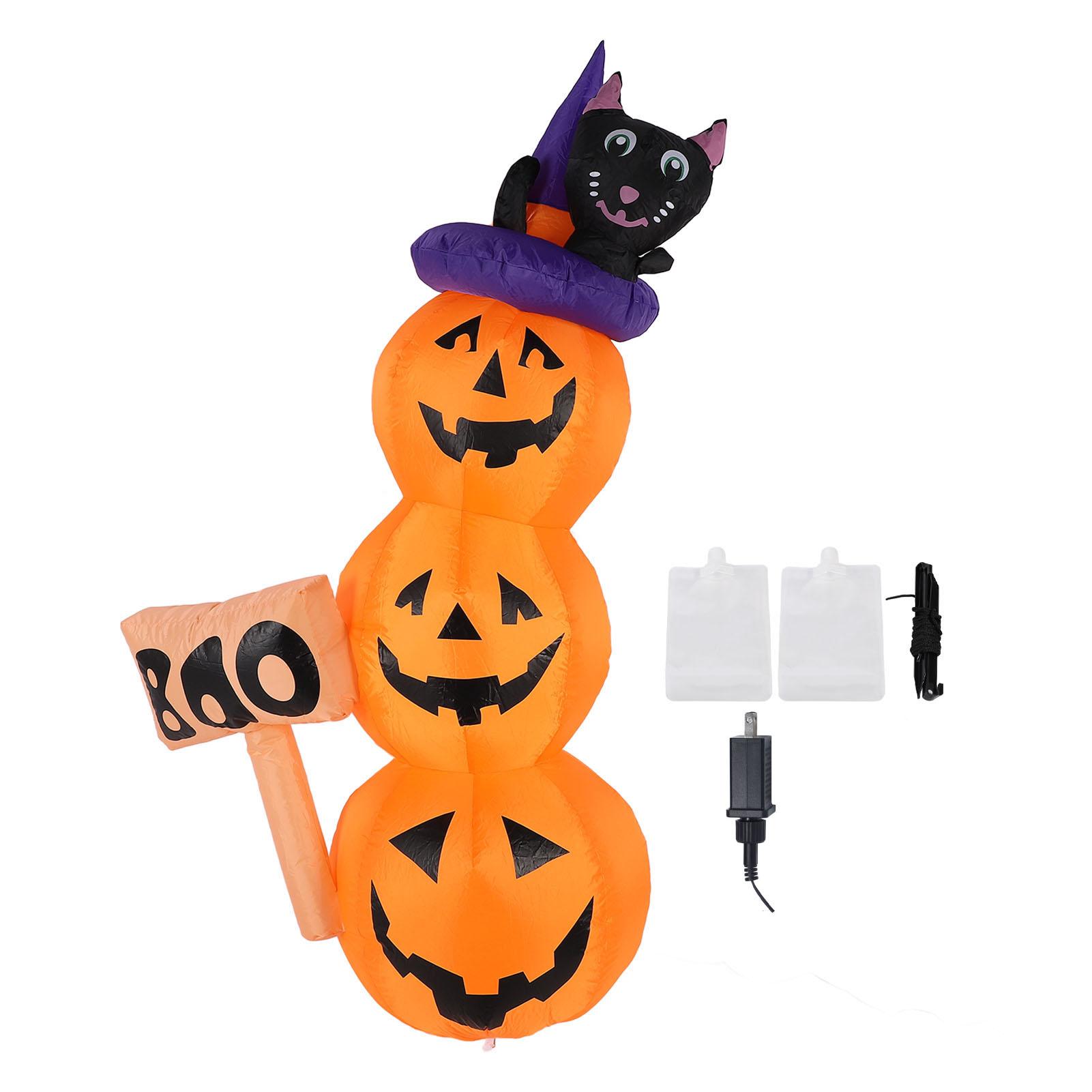 

Тыквенная стека украшения 1.6m светодиодные черные коты тыквы надувной двор газон декор для улицы US Plug 100‑120V