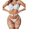 Fun Underwear Fashion Classic Women's Clothing with Steel Rings Gathered Around the Neck Bright Bra Multi-piece Set Home Sexy