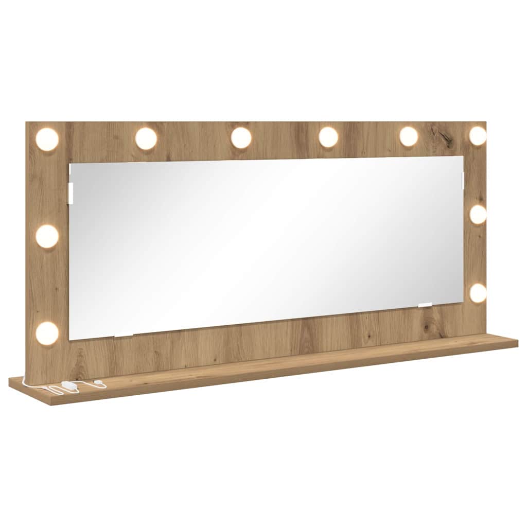 Rectangular Washbasin Mirror Artisan Oak Finish 100 x 45 x 18 cm