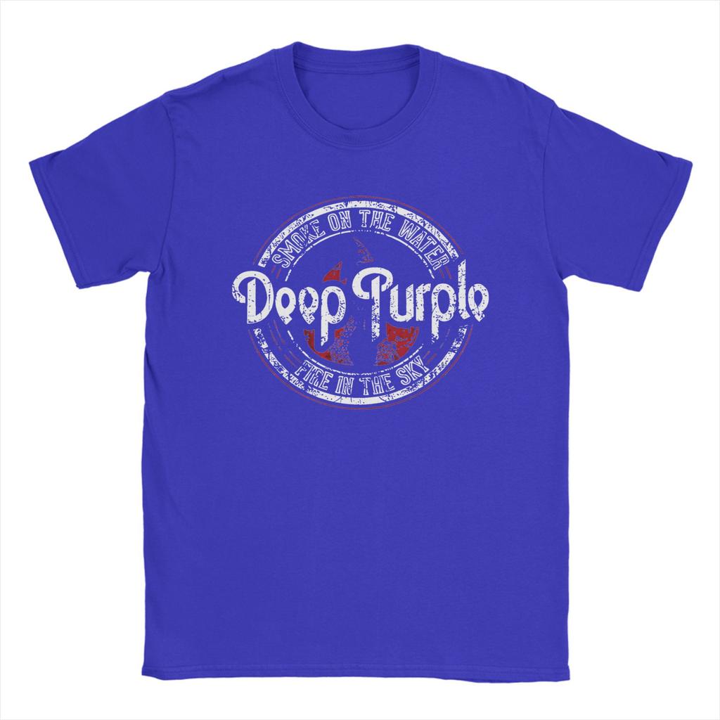 Deep Purple English Rock Band Album Men's T Shirt Amazing Tee Shirt Short Sleeve Round Neck T-Shirts Cotton Plus Size Clothes
