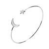 Female Open Bracelet Copper Plating Wristband Bangle with Moon Star Decoration (Silver)