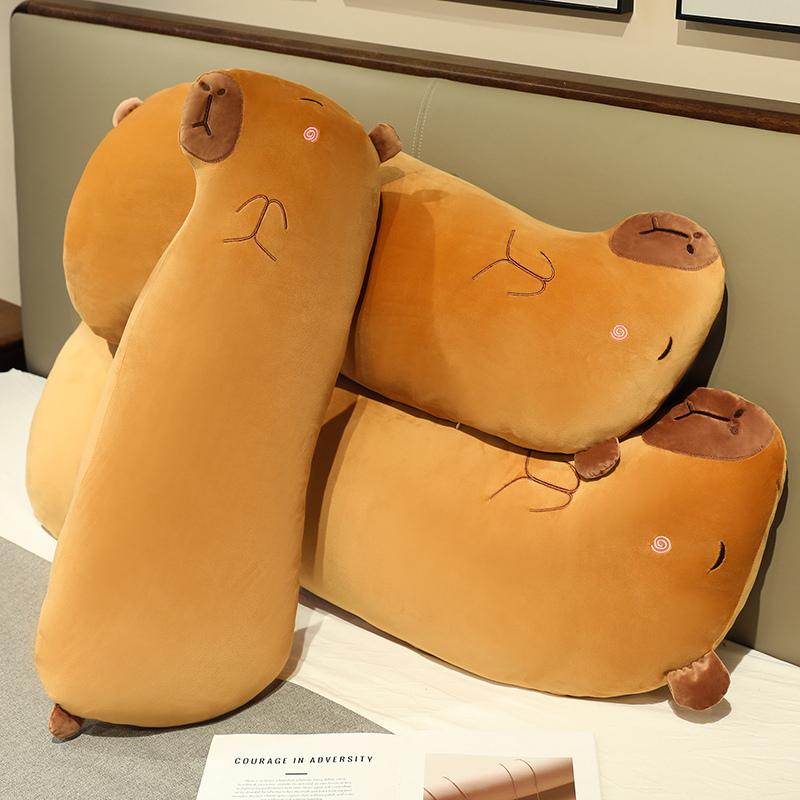 Kawaii Cartoon Capybara Plush Toy Long Pillow Creative Stuffed Hugging Body Pillow Rectangle Cushion Home Decor Gifts for Friend