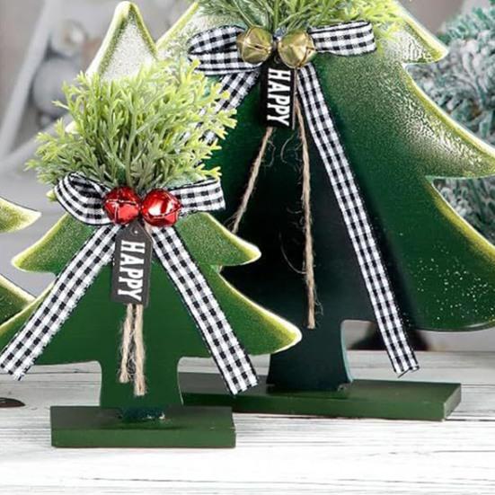 Yousheng Wooden Christmas Tree Decor 5-10 Inch Farmhouse Table Centerpiece with Bell Ornaments Rustic Holiday Display for Mantel And Dining Table