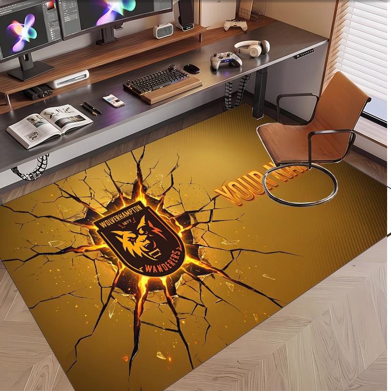 Personalized Crystal Velvet Carpet Wolverhampton Wanderers Football Pattern Non Slip Floor Rug