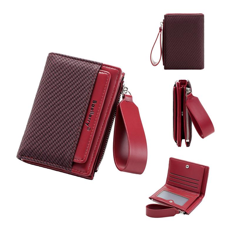 Baellerry Fashion Design Short Wallets for Women Men Casual Classic Bi-fold Purse Zipper Money Pack