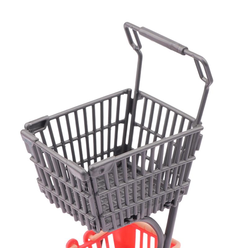 1/12 Dollhouse Mini Shopping Cart Supermarket Shopping Basket Model Dollhouse Supermarket Decoration Accessory Pretend Play Toy
