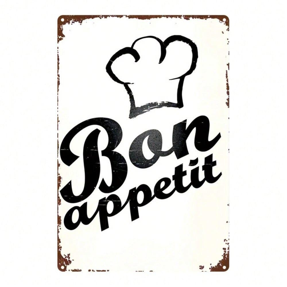 Vintage Chef Bon Appetit Metal Wall Art Kitchen Decor Sign