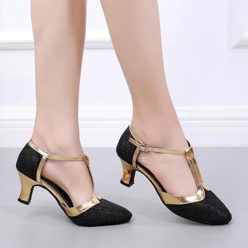 Damskie Buty Taneczne Damskie Buty do Tańca Towarzyskiego Dziewczęce Buty Łacińskie Dziecięce Niskie Obcasy 3.5/5.5/ 6.5cm Halowe Taniec Nowoczesny